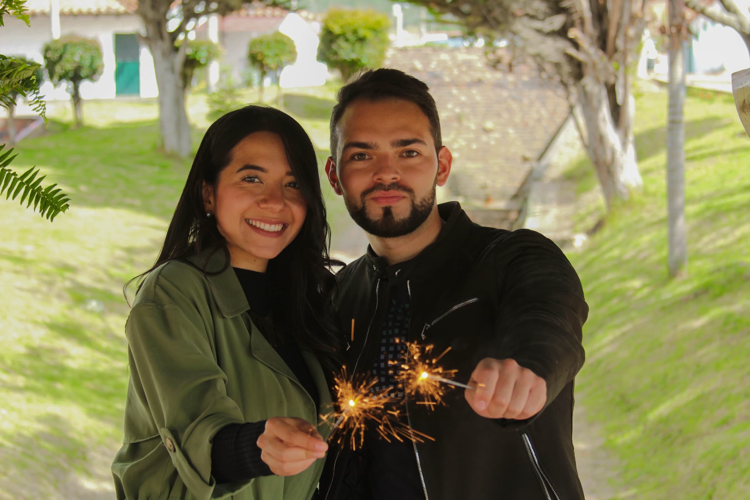 Sparklers held toward the camera